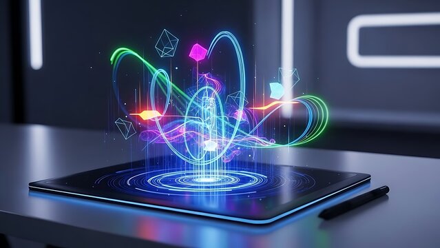 Experience immersive augmented reality on a sleek tablet for stunning visualizations and dynamic presentations in the modern tech era redefining digital art