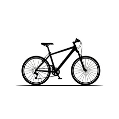 Silhouette of a Mountain Bike on a White Background.