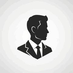 Silhouette of a man in a suit looking to the side.