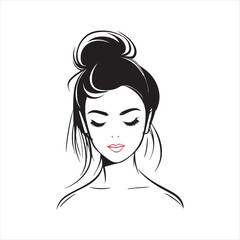 Stylish Woman's Head Minimalist Vector