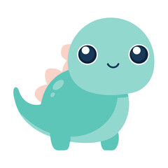Cute teal dinosaur with big eyes and pink spikes