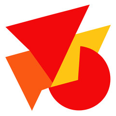 Abstract geometric shapes in red orange and yellow