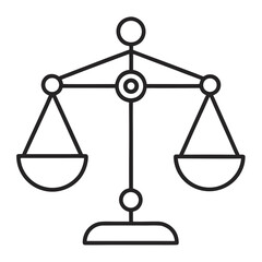 Simple line art icon of a balance scale