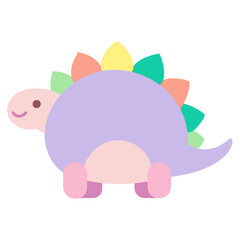 Cute pastel dinosaur with colorful spikes and happy face