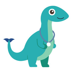 Cute cartoon dinosaur wearing a stethoscope as a doctor