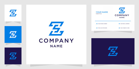 Geometric Blue Letter Z S Monogram Logo and Corporate Identity Set