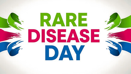 Rare disease day awareness event with colorful paint splashes and bold text promoting awareness