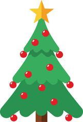 Decorated Christmas Tree with Red Ornaments
