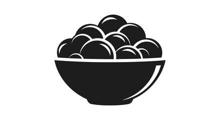 Bowl of grapes black and white fruit still life silhouette