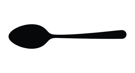 Simple black spoon illustration on white background minimalist silhouette