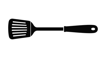 Slotted spatula kitchen utensil icon for cooking and frying food silhouette