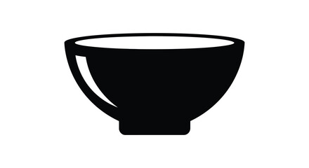 Simple black and white bowl illustration minimalist design silhouette
