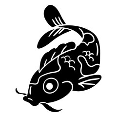Hand drawn koi fish black