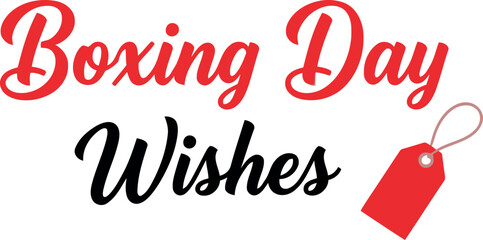 Boxing day wishes with a festive red gift tag and elegant script font typography