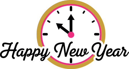 Festive new year s eve clock showing almost midnight with happy new year text celebration