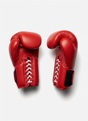 Red boxing gloves on white background  