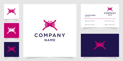 Modern Abstract Chill Hand Butterfly Logo with Brand Stationery