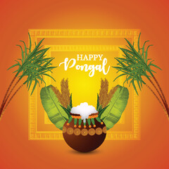 Happy pongal creative design  celebration greeting card