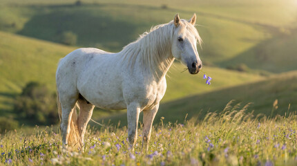 white horse in the field