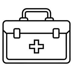Obraz premium Outline icon of a medical first aid kit with a cross symbol medical kit emergency