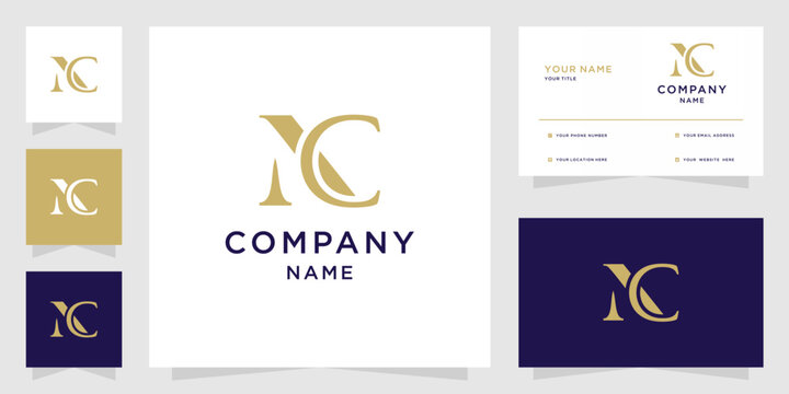 Elegant NC Monogram Logo and Branding Identity Set