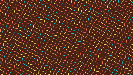 Colorful sprinkles on chocolate banner background, colorful falling decorative sprinkles background vector illustration eps 10