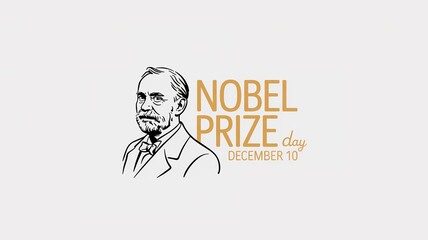 Nobel Prize Day – minimalist line art portrait of Alfred Nobel with elegant typography, December 10