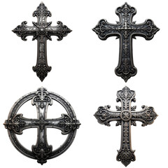 Diverse set of antique silver crosses