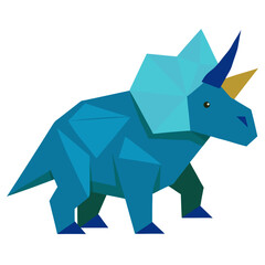 Geometric blue triceratops dinosaur illustration