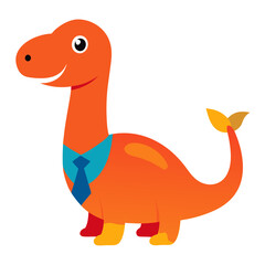 Cartoon orange dinosaur wearing a blue shirt and tie
