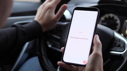 A slow motion view of a seamless mobile transaction: reading gym membership terms, confirming the purchase, and receiving instant digital access. The paced action emphasizes the ease and immediacy of