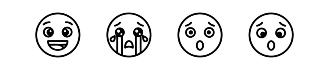 Emote icons with varied facial expressions for playful and expressive communication.