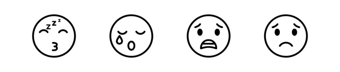 Obraz premium Emote icons with varied facial expressions for playful and expressive communication.