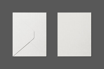 Blank baronial envelope front and back mockup isolate on background, 3d rendering