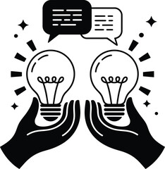 Collaborative idea sharing and innovation concept with lightbulbs