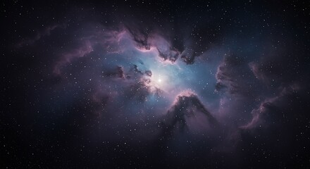 Naklejka premium Mystical Nebula in Deep Space with Stars and Colorful Clouds