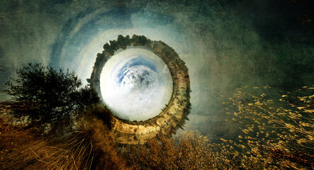 The landscape of an unknown and fantastic world called the "White Hole"