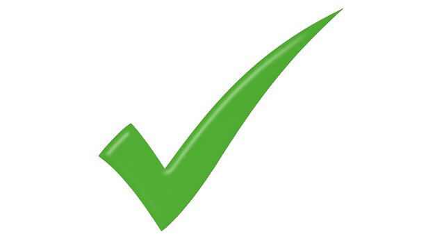A vibrant green checkmark symbol on a clean white background