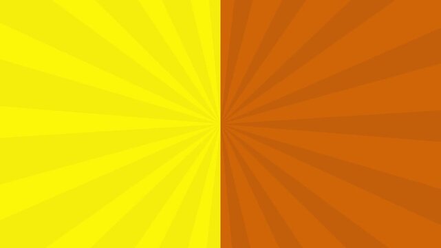 Dynamic sunburst animation with split color palette of yellow and brown creating energizing visual impact for backgrounds and graphic design projects