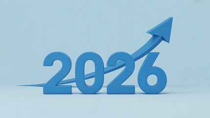 2026 year forecast with upward arrow symbolizing growth and success