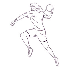 Handball woman player hand drawn