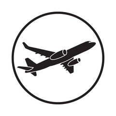 Airplane flying circle, airline business and travel concept