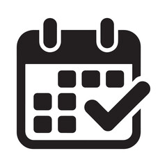 Calendar icon with check mark for schedule and planning