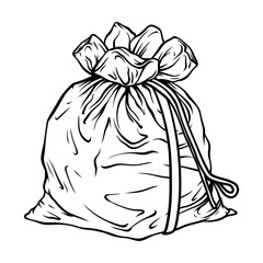 santa's sack line art hand drawn illustration