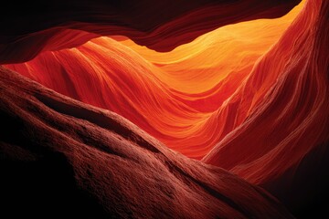 Abstract canyon wall art, swirling red and orange sandstone formations, intense lighting