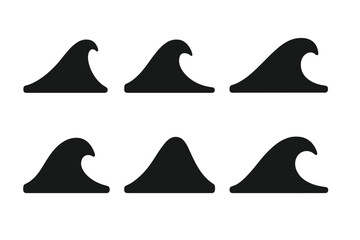 Flowing Crest Icons. Solid style icons of flowing crest structures: soft peak, arched top, supportive curve, rounded apex, gentle