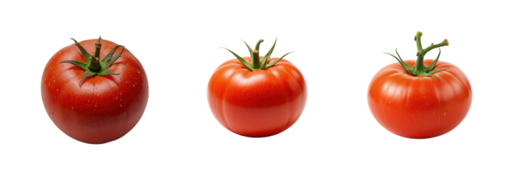 Three roma tomatoes isolated on transparent background