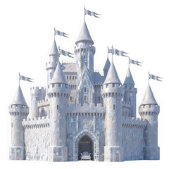 Fototapeta premium 3d majestic white castle fantasy architecture isolated on transparent background