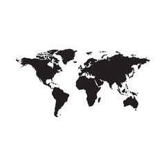 Obraz premium Sleek dark world map silhouette offers a modern minimalist backdrop for global business concepts and technology presentations