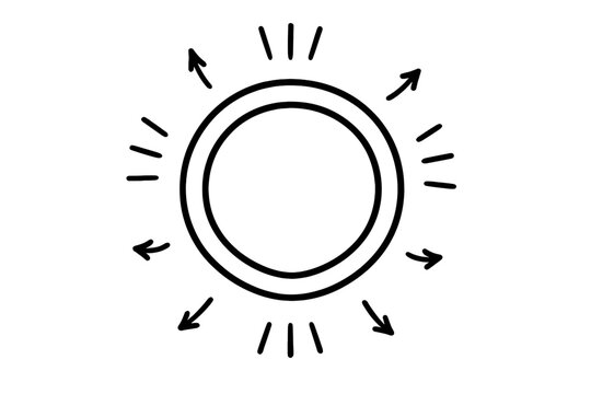Unknot Symbol Bliss. An &ldquo;unknot&rdquo; symbol depicted as a perfectly round loop with cheerful energy lines, surrounded by tiny happy